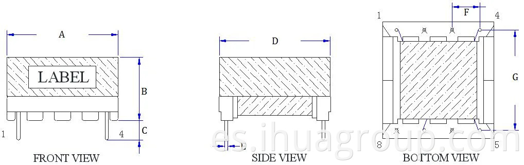 Fuente de alimentación Horizontal EFD20 Transformador de audio de transformador de frecuencia de alto voltaje Transformador de salida de audio para luz LED